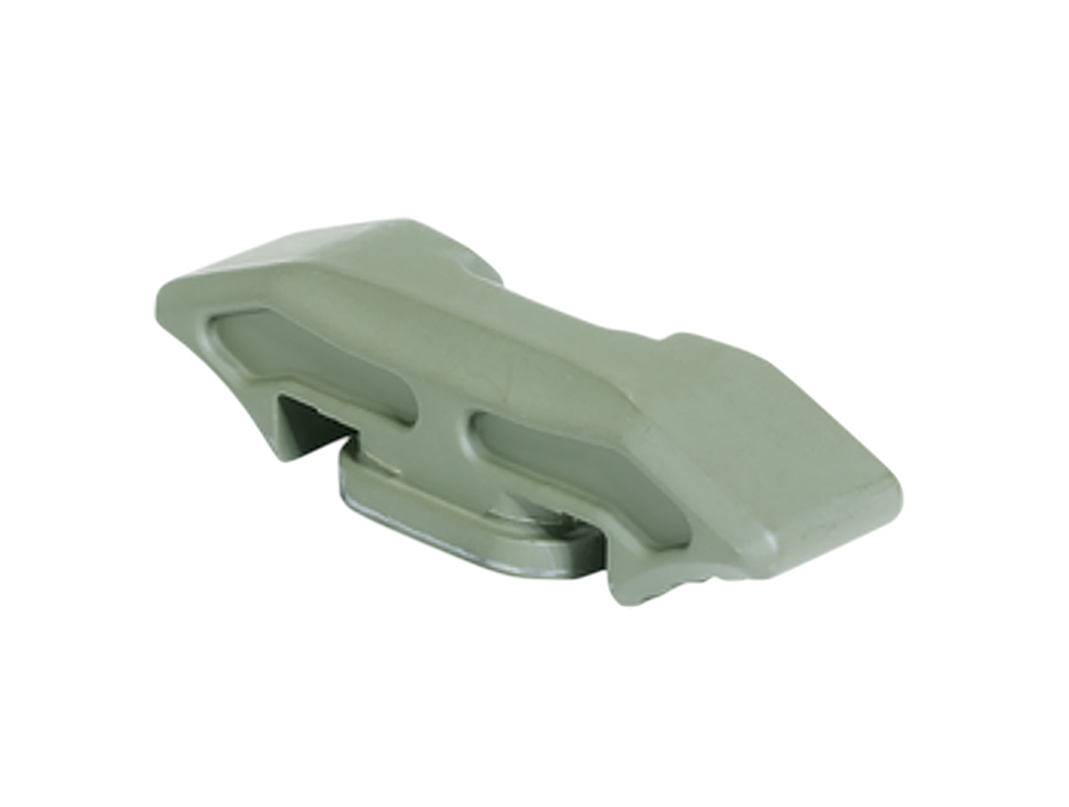Green plastic mounting clip with metal insert