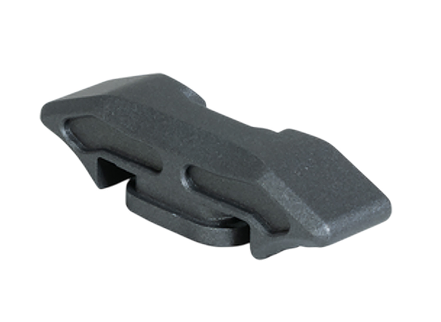 Black plastic fastening clip isolated on white background