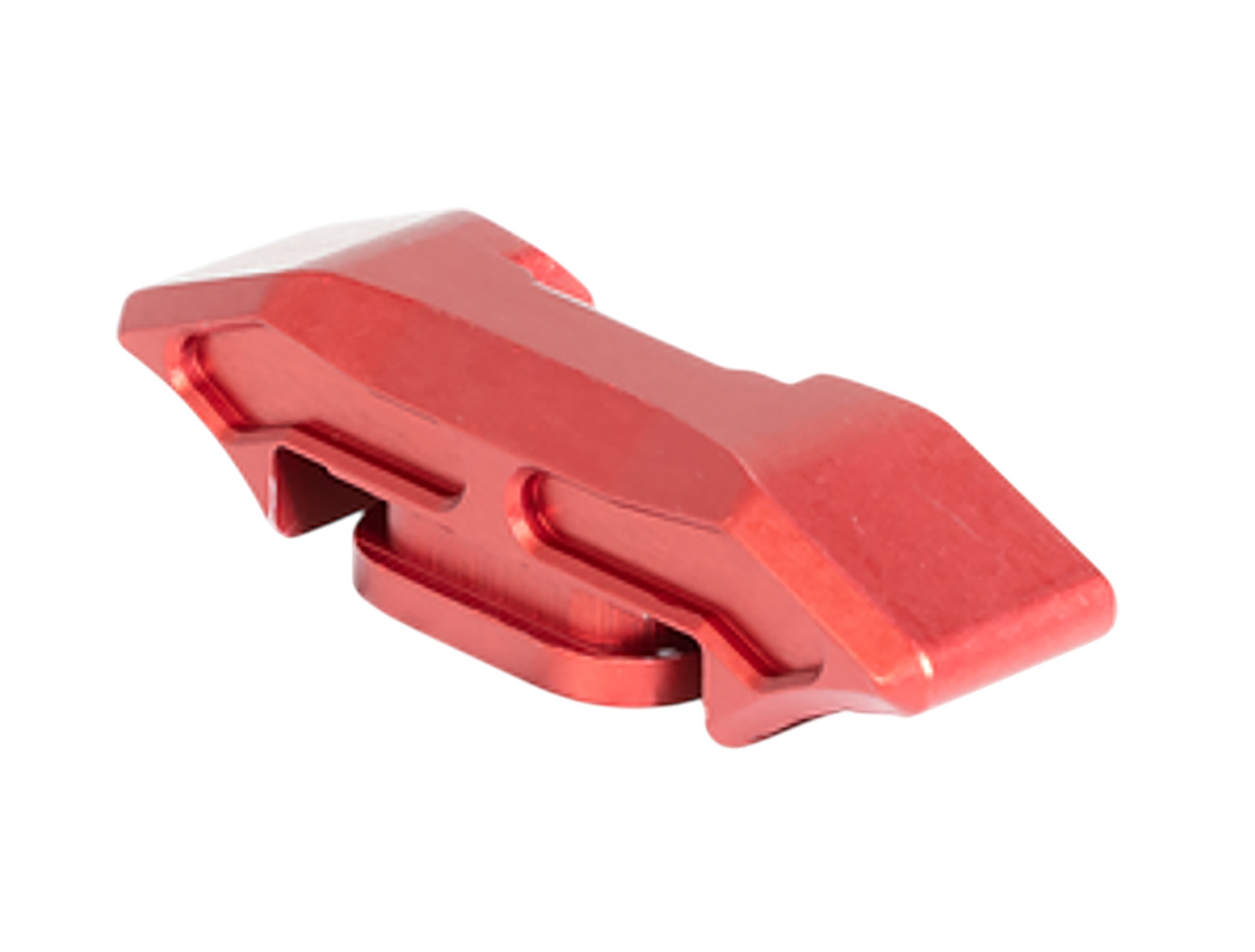Red anodized aluminum machined mounting bracket
