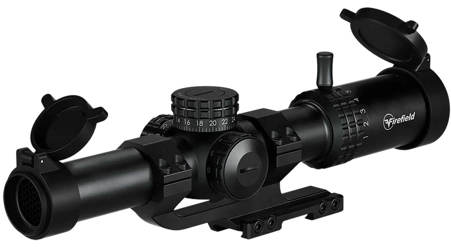 Firefield riflescope with flip-up lens covers