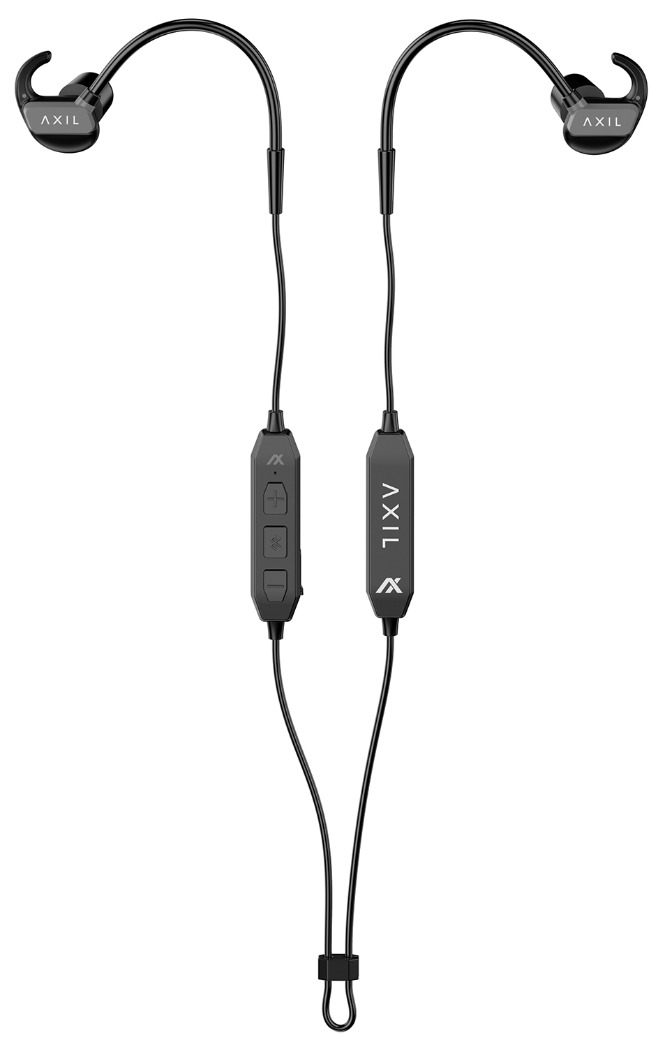 Black AXIL wireless earbuds with inline controls