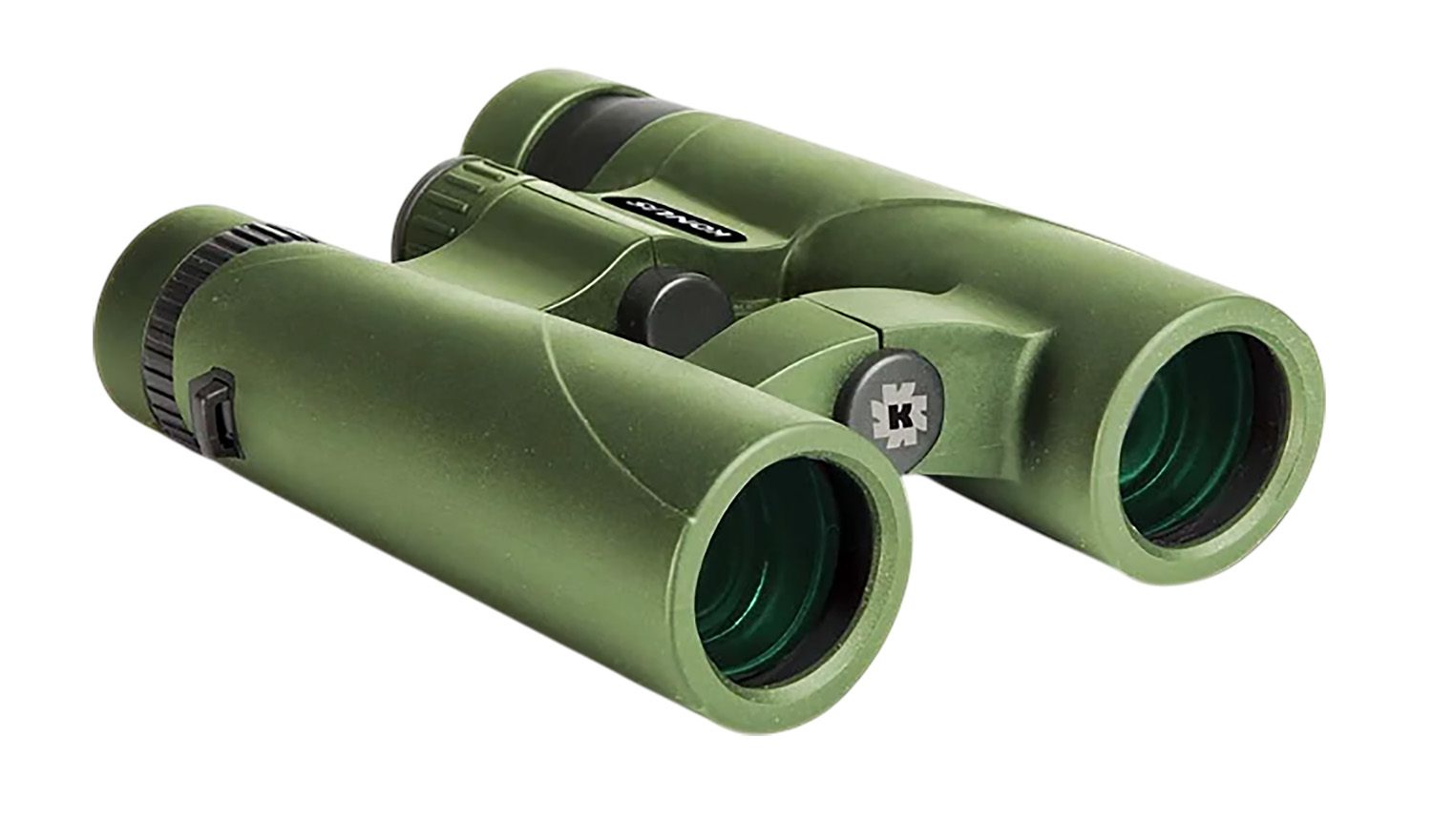 Green binoculars isolated on white background