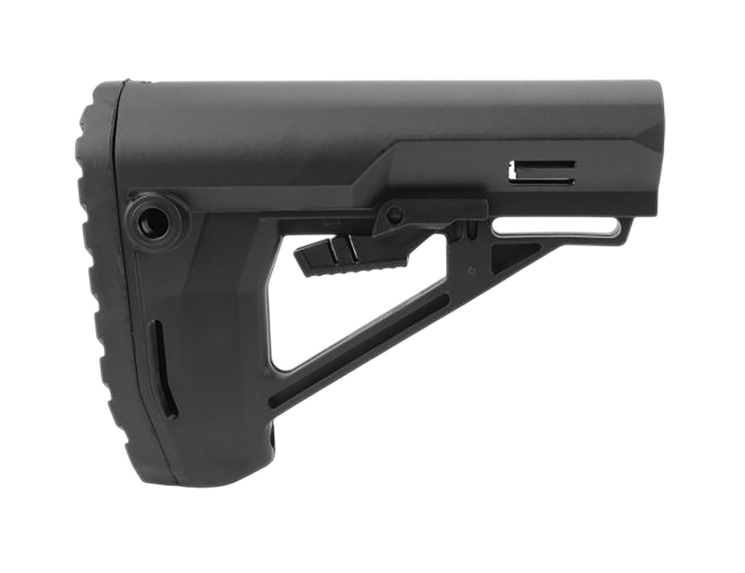 Black adjustable rifle stock isolated on white