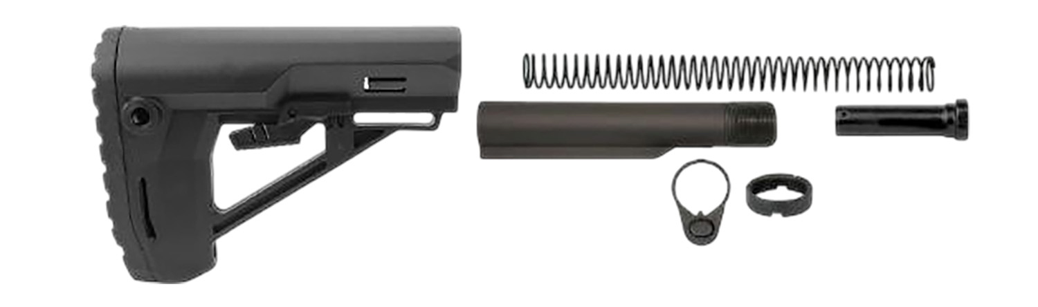 Adjustable rifle stock and buffer tube components
