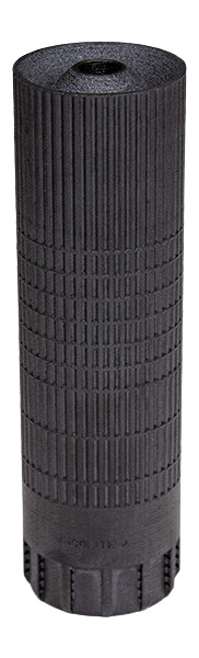 Black cylindrical suppressor with textured grip surface