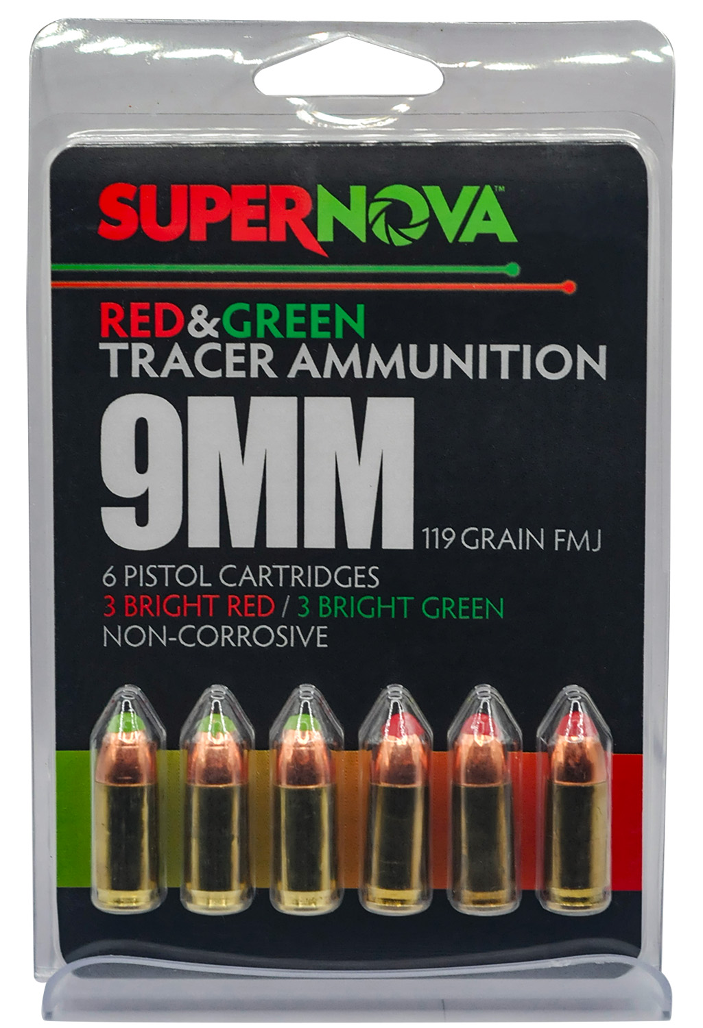 SuperNova 9mm red and green tracer ammunition