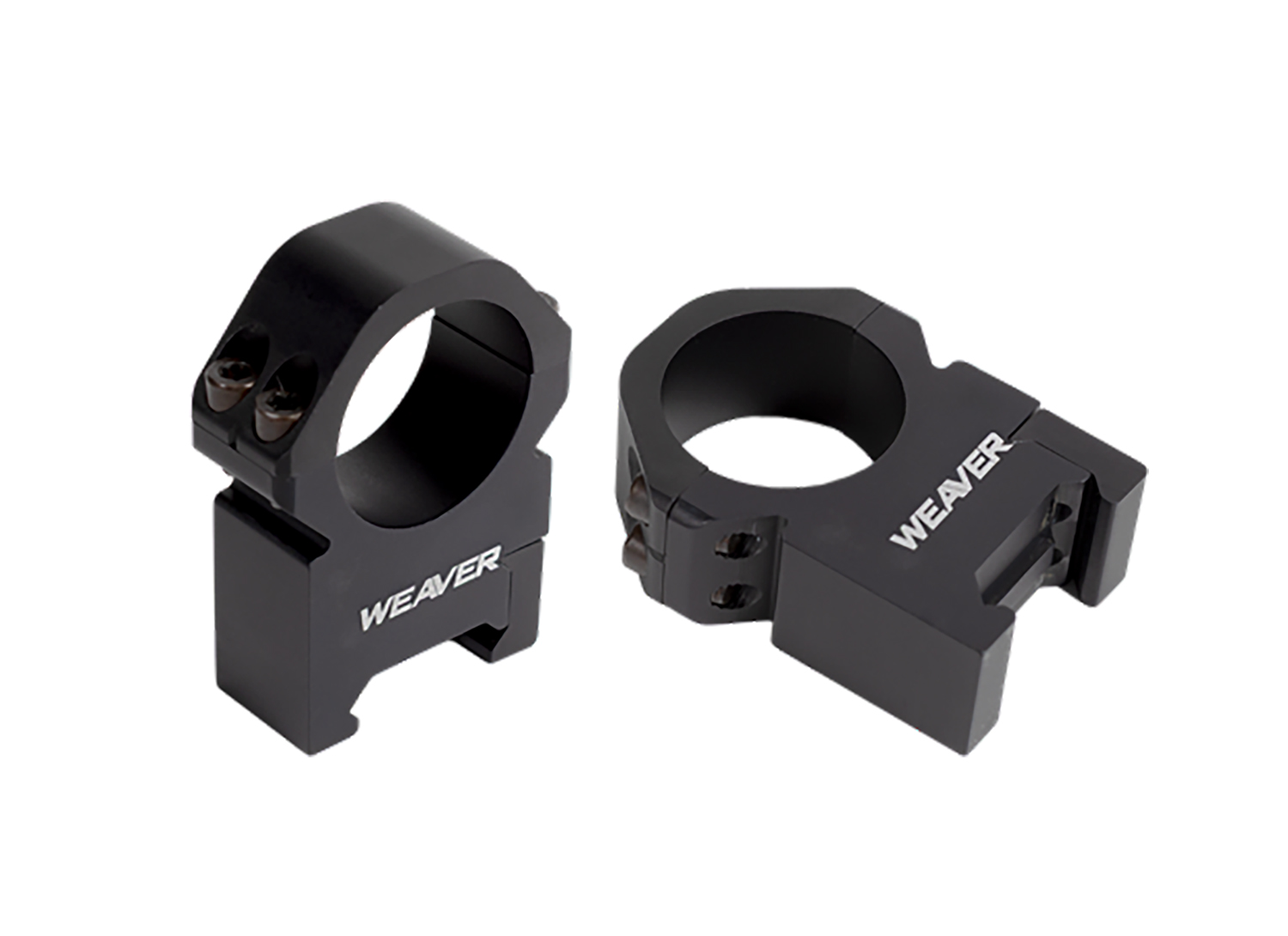 Two black Weaver scope rings mounts