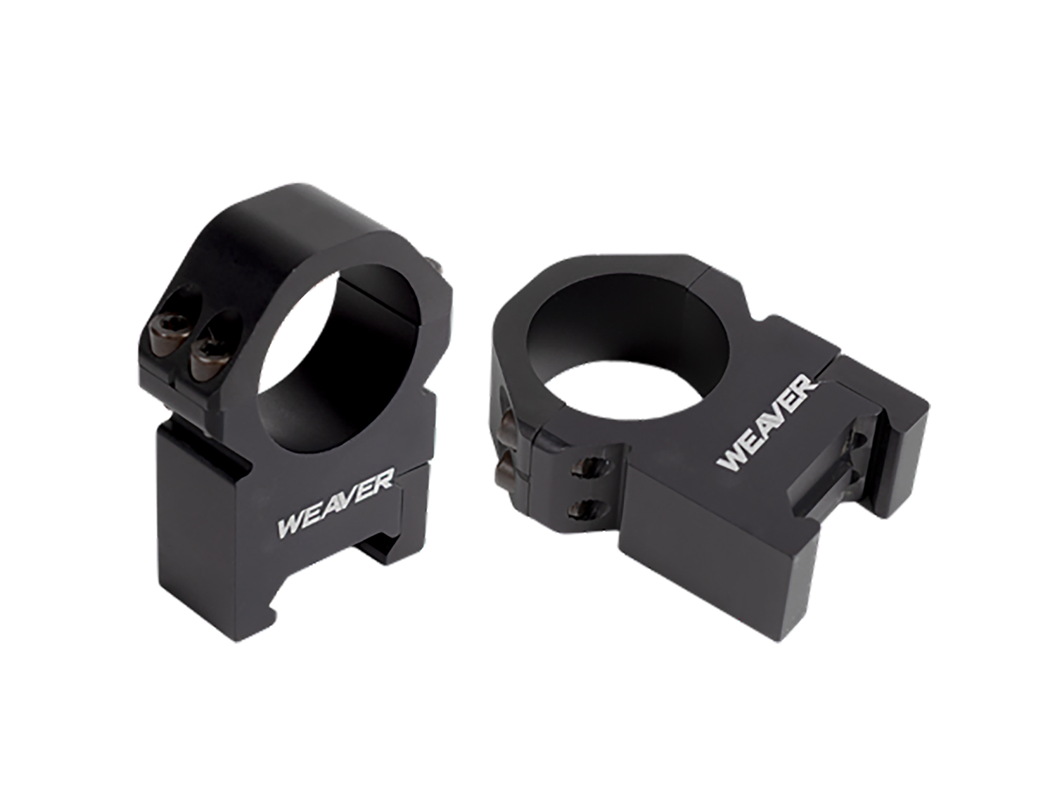 Two black Weaver scope mounting rings