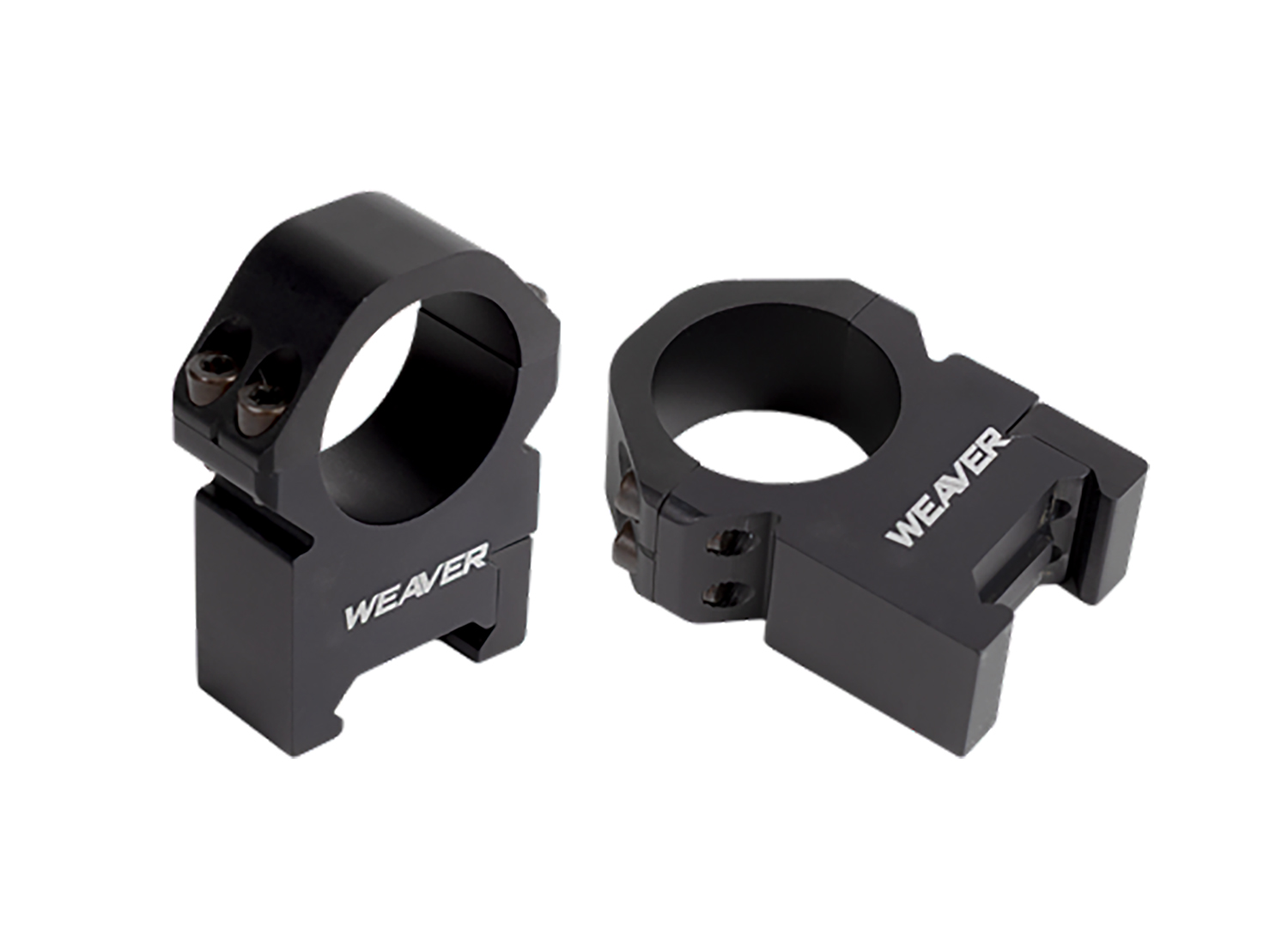 Black Weaver scope rings on white background