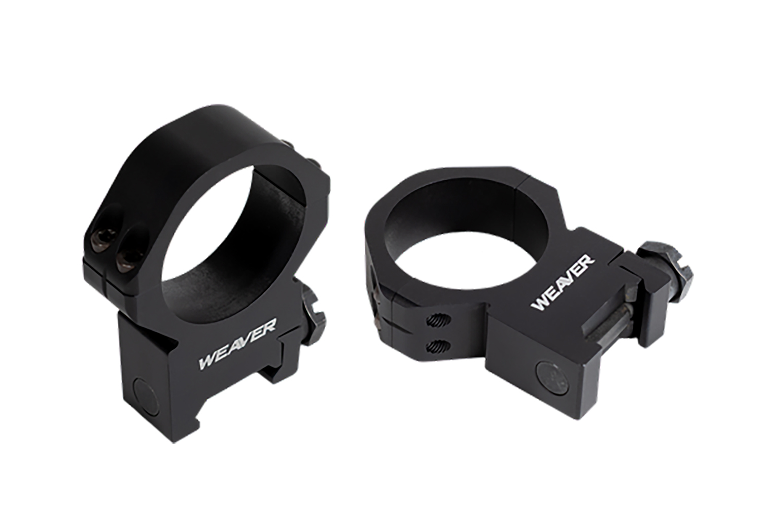 Two black Weaver rifle scope mounting rings