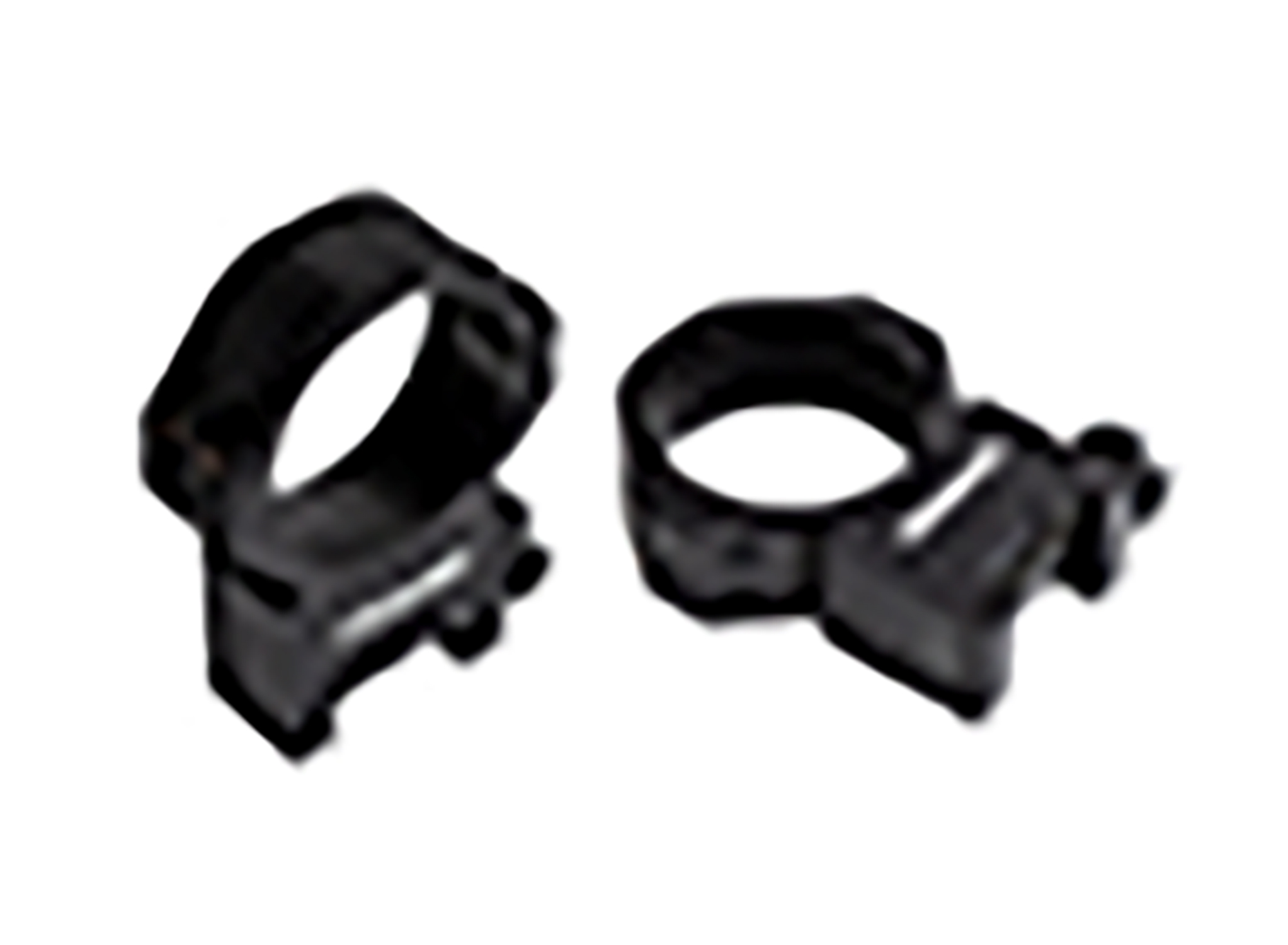 Two black metal ring clamps with screws