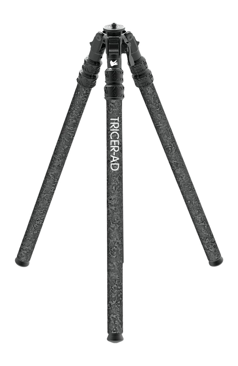 Carbon fiber TRICER-AD tripod on white background