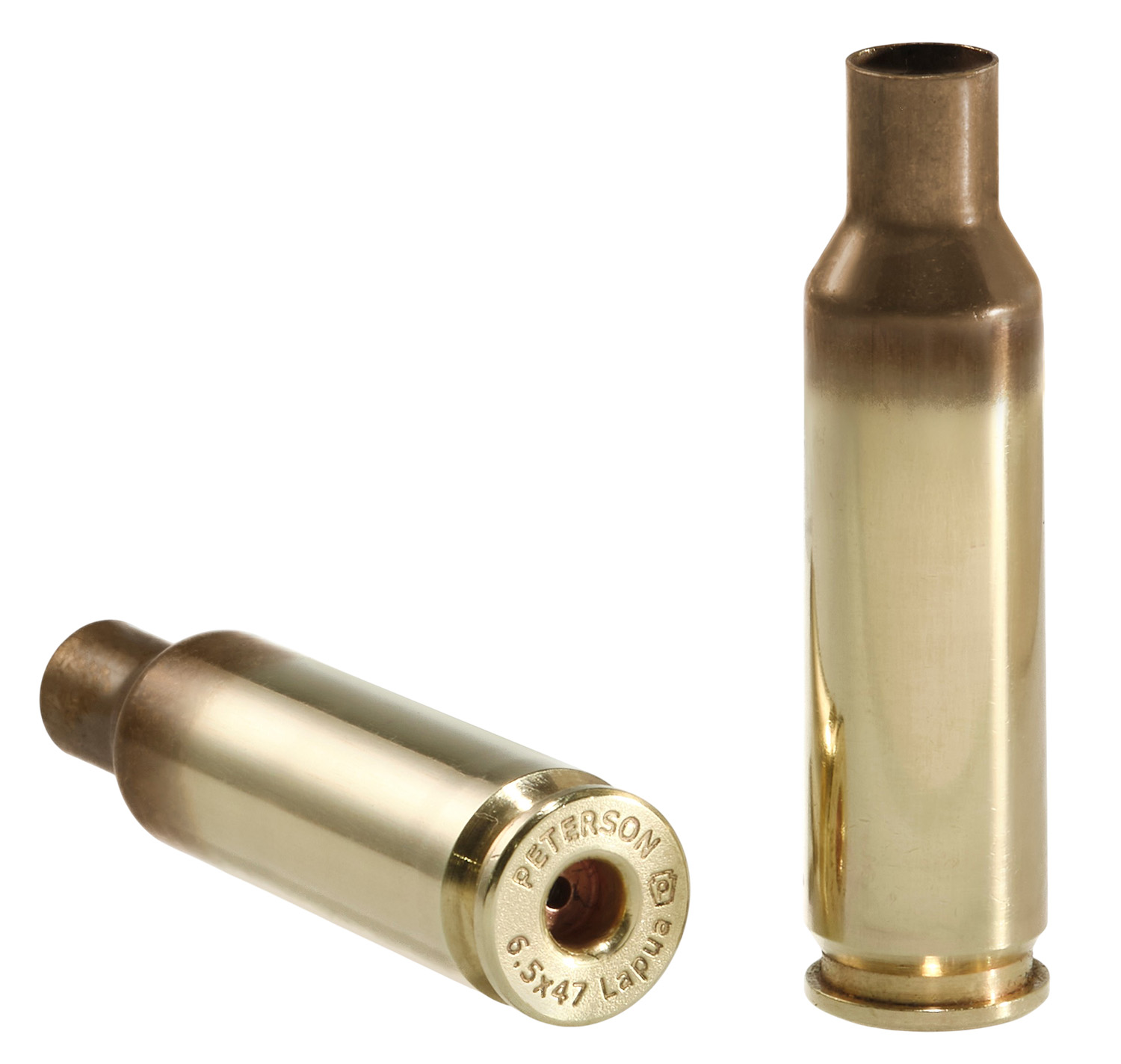 Two brass 6.5x47 rifle cartridges