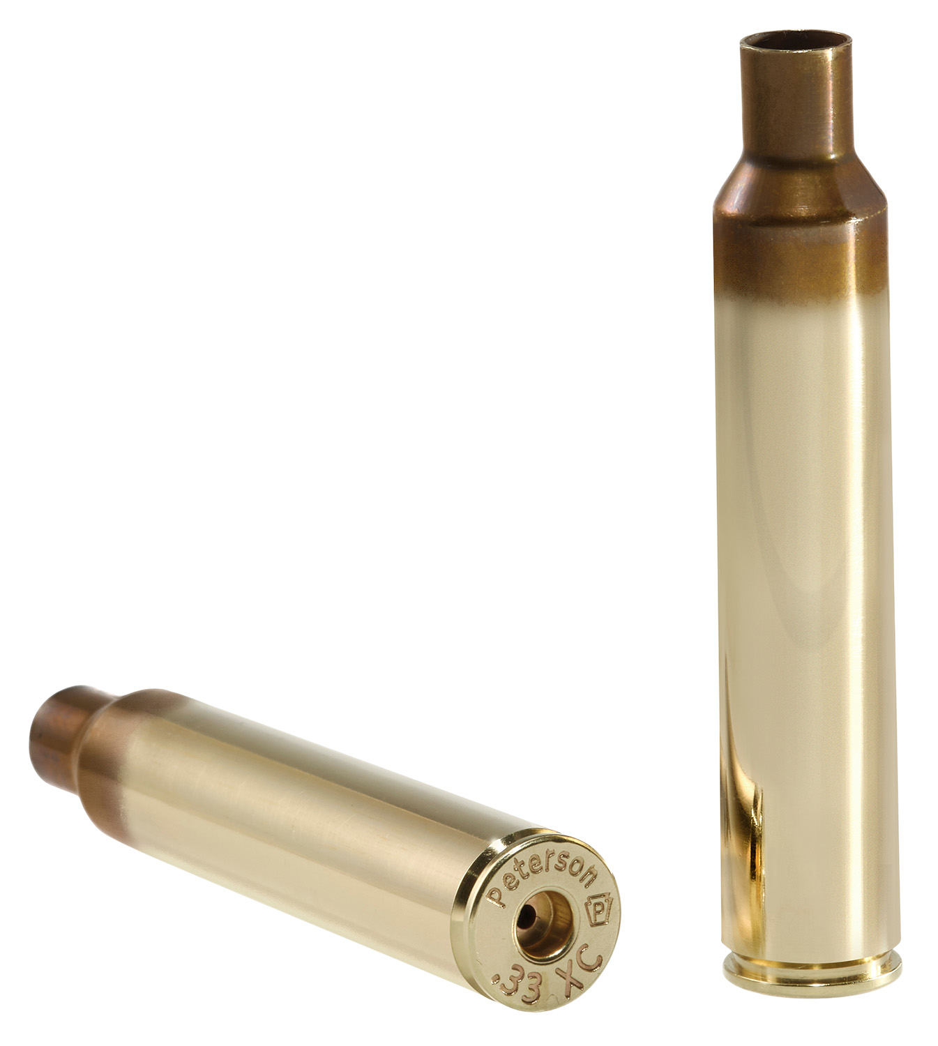 Two brass .33 XC rifle cartridges