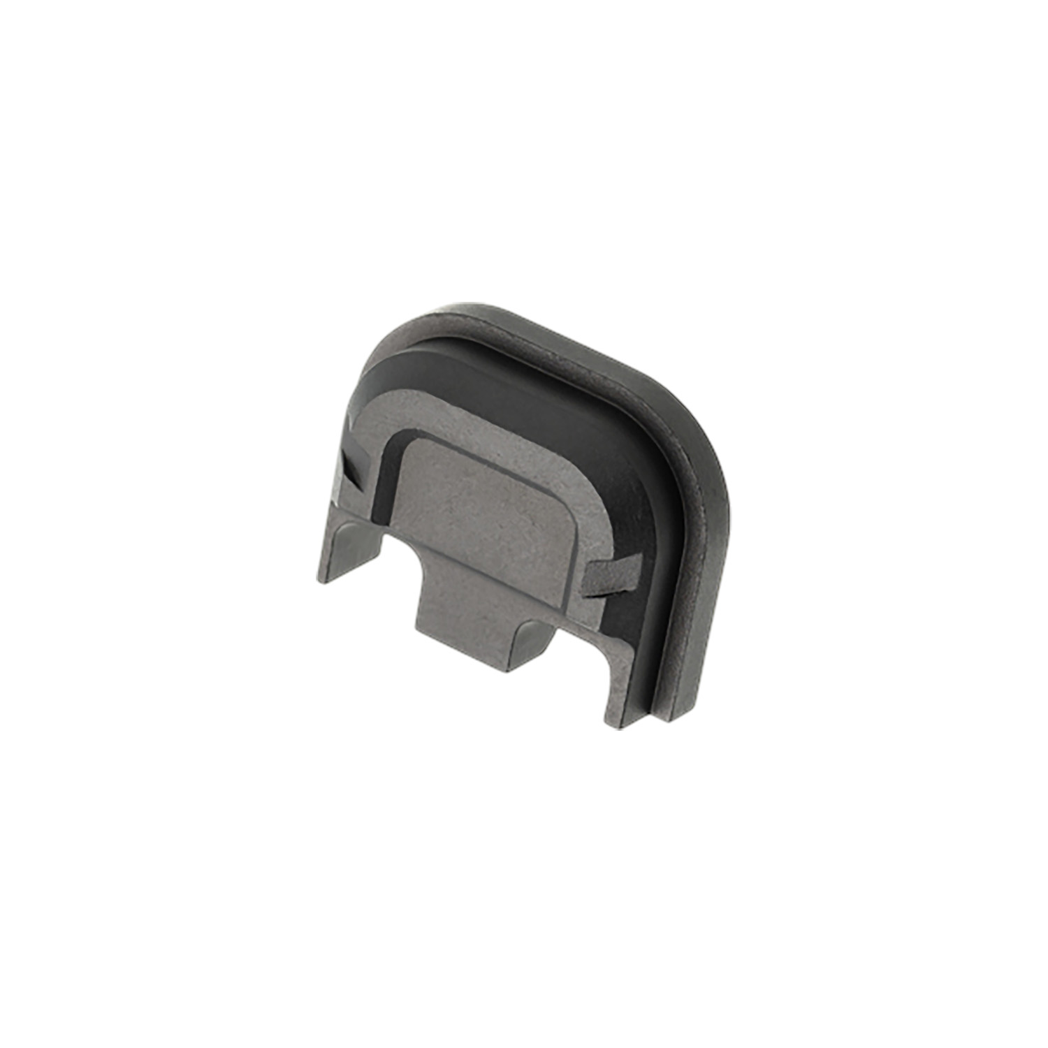 Dark gray molded plastic end cap component