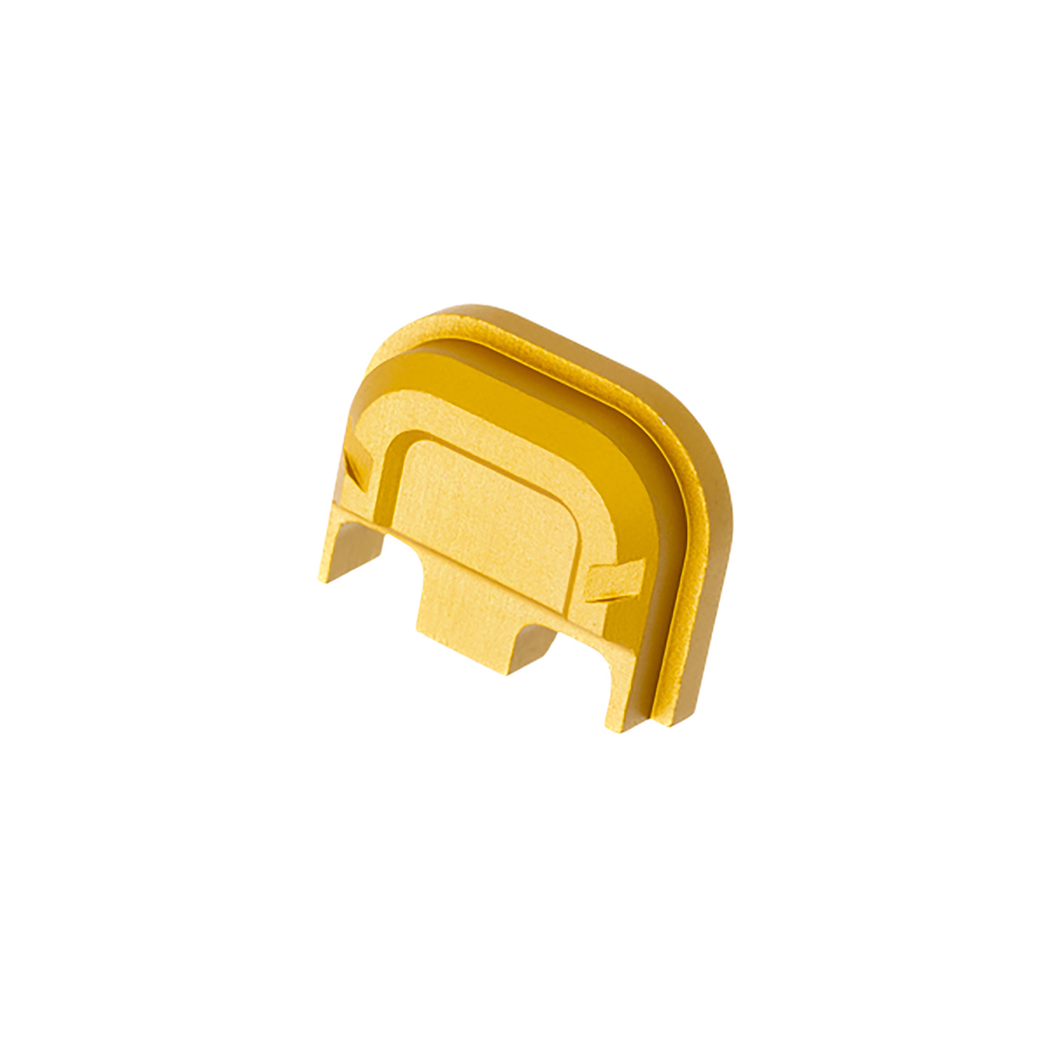 Gold plastic mounting clip isolated on white background