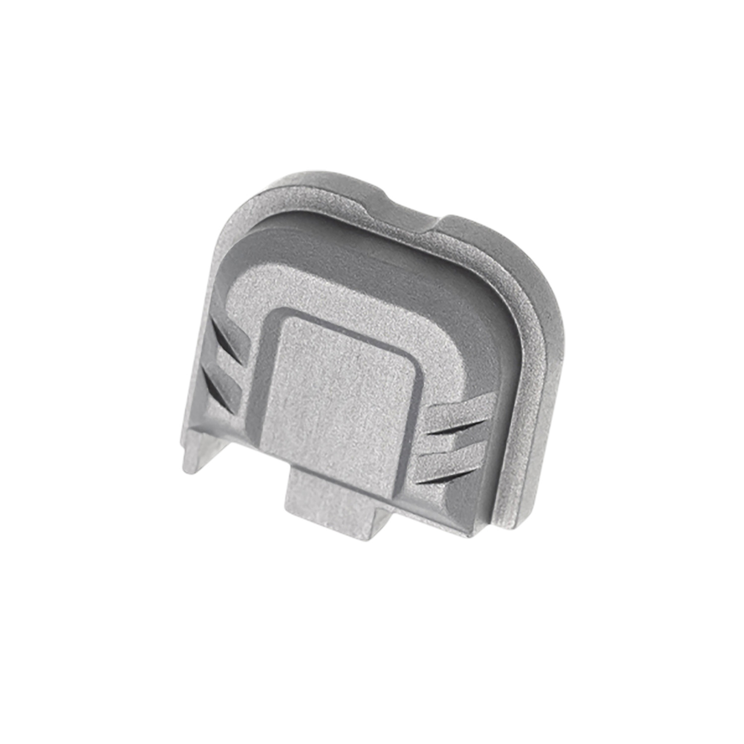 Small cast metal mechanical component on white background