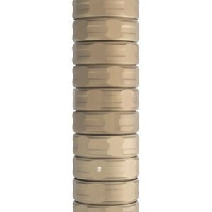 Tan cylindrical firearm suppressor with textured grip
