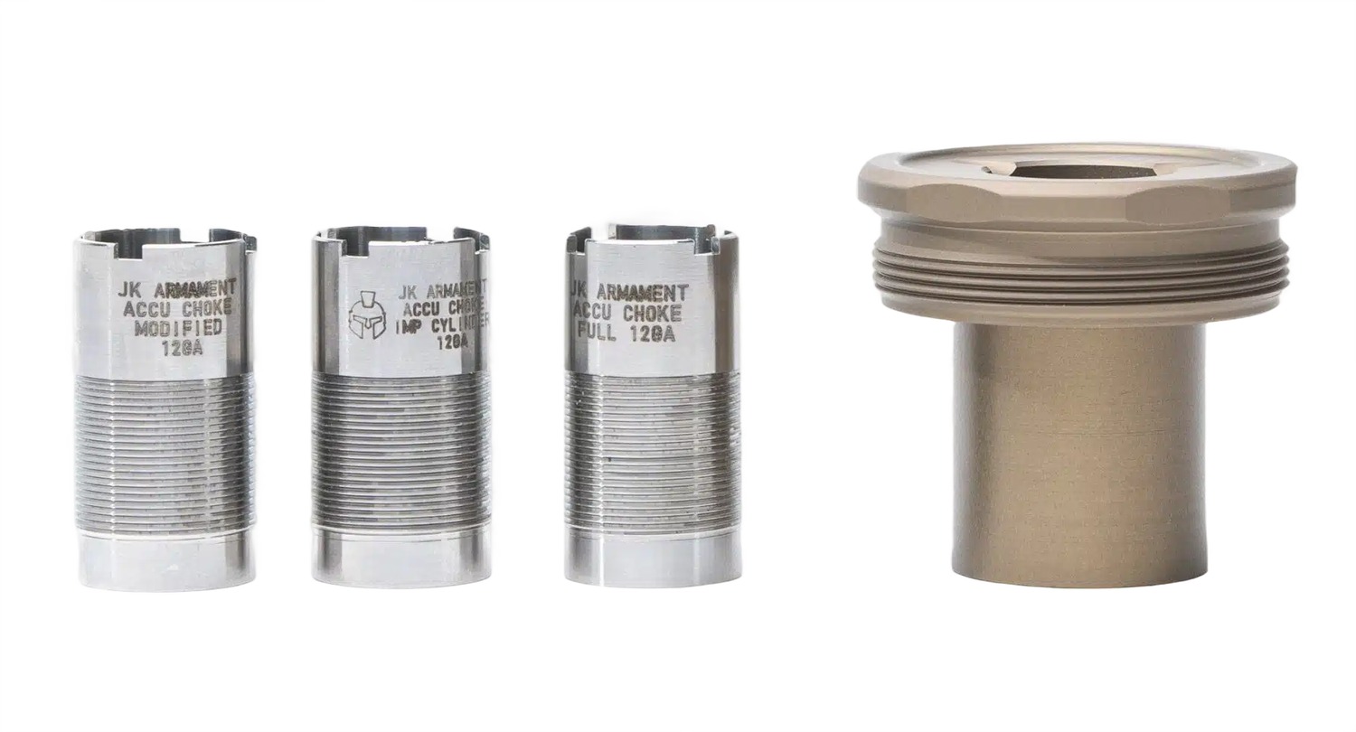 Shotgun choke tubes and threaded adapter