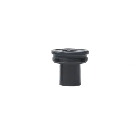 Black plastic threaded pipe fitting component