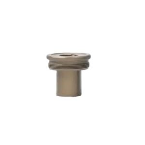 Metal threaded drain plug on white background