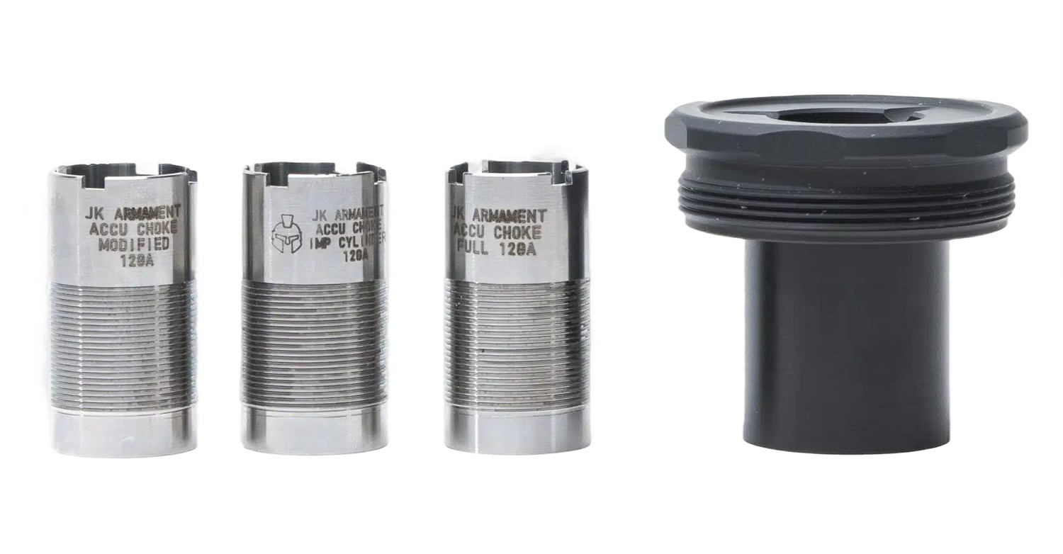 Shotgun choke tubes and threaded adapter