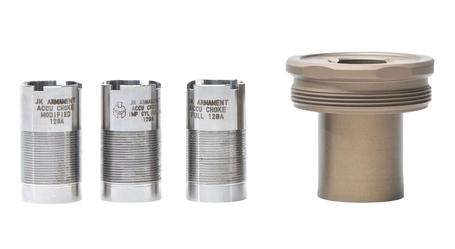 Shotgun choke tubes and threaded adapter