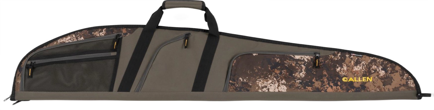 Camouflage soft rifle case with multiple zippered pockets