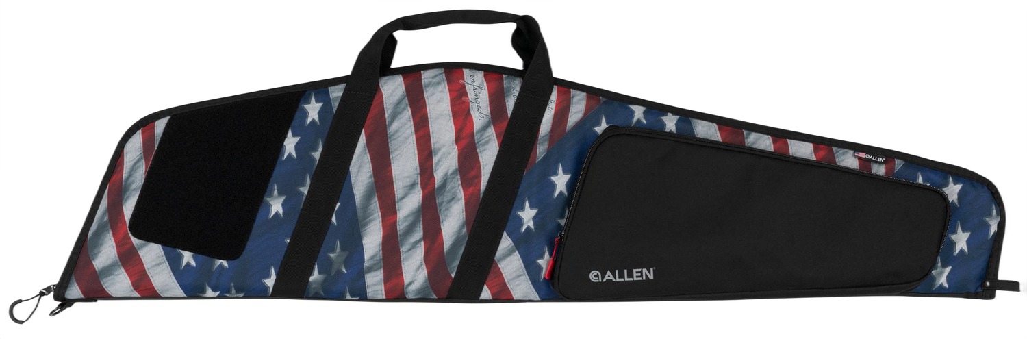 American flag patterned rifle case with black pocket