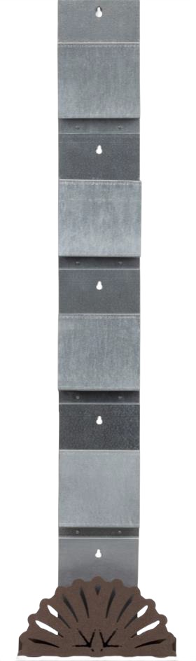 Vertical row of mounted metal panels with brackets