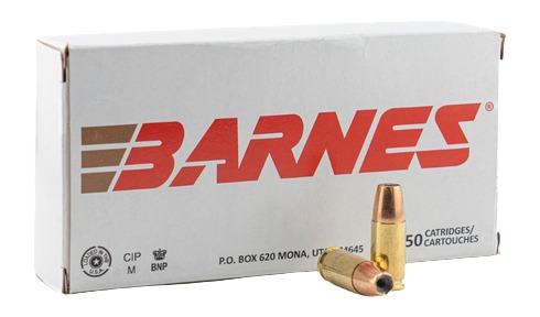 Barnes ammunition box with two rifle cartridges