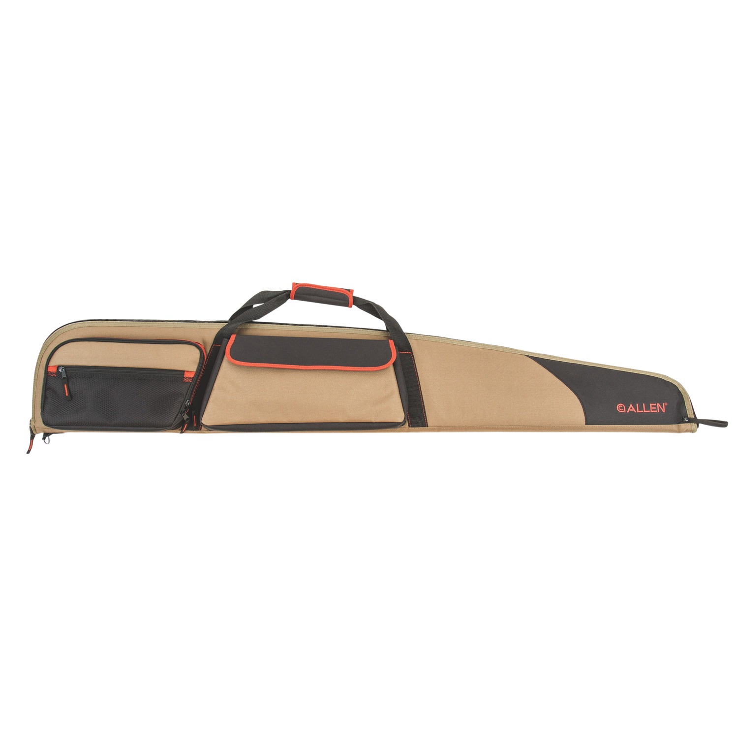 Tan and black soft rifle case with pockets