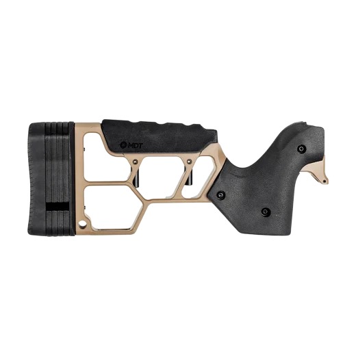 Adjustable rifle stock with black and tan frame