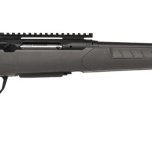 Black bolt-action rifle on white background