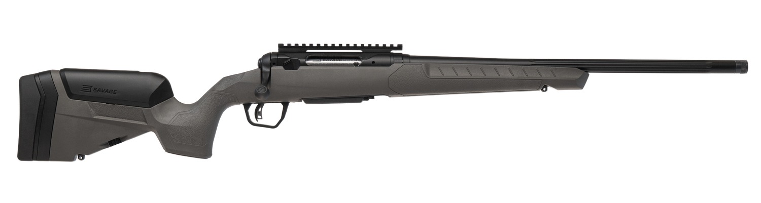 Black bolt-action rifle on white background