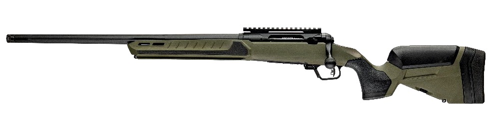 Modern bolt-action rifle with green stock