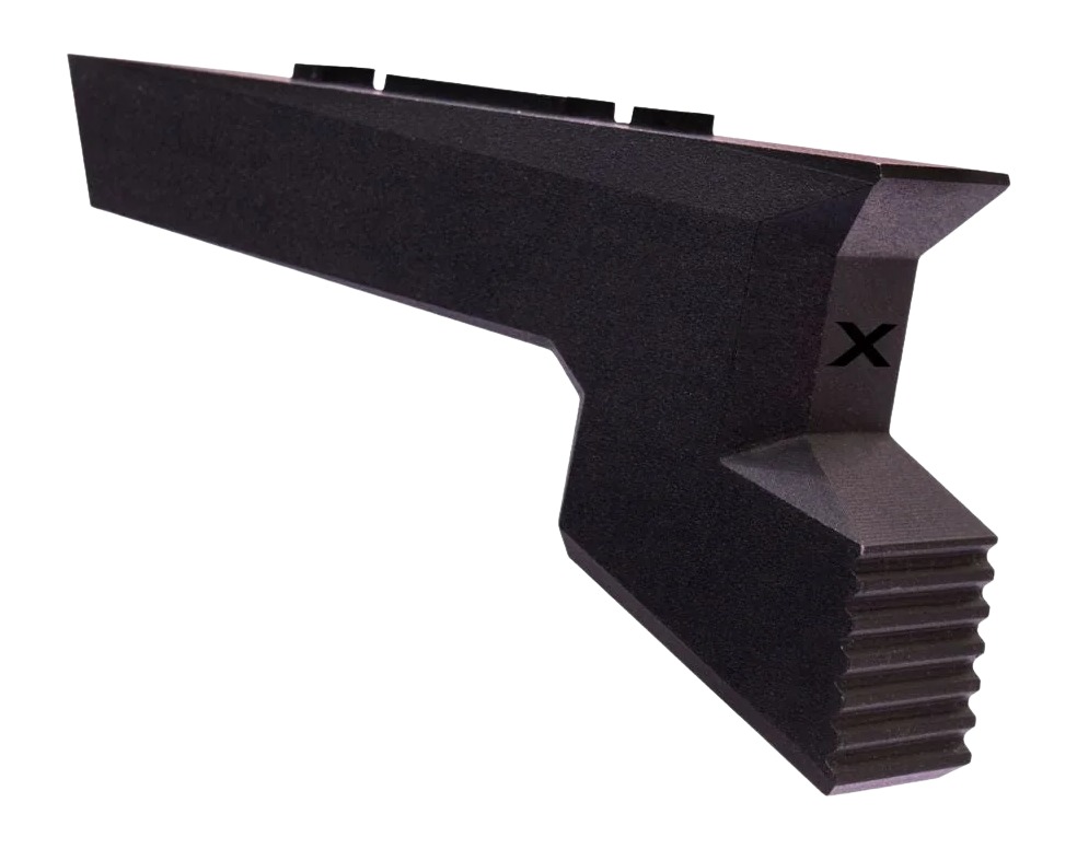 Dark wooden modern furniture leg with stepped base
