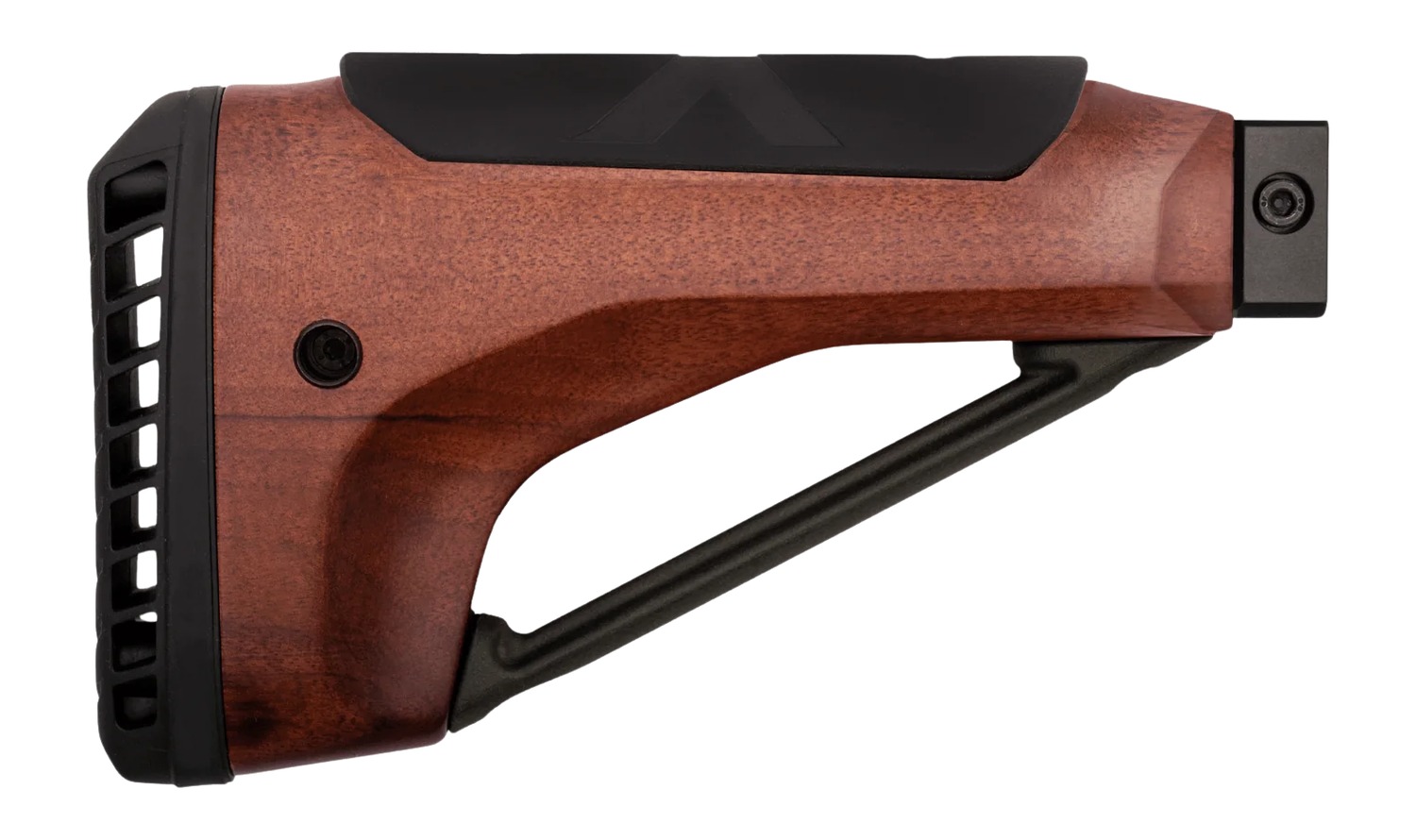 Wooden rifle stock with black buttpad