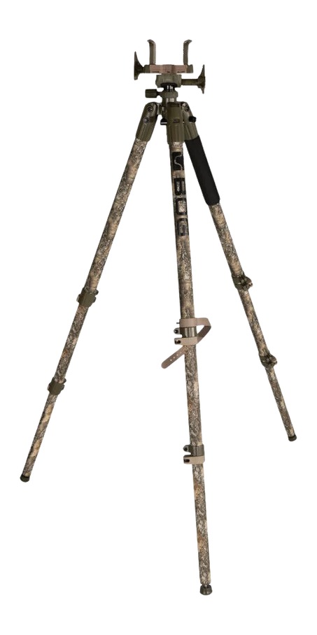 Camouflage adjustable tripod with V-shaped mount