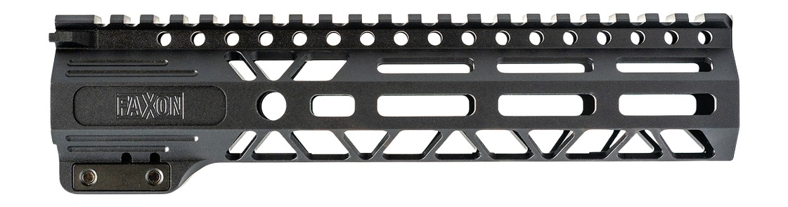 Black FAXON rifle handguard with rail system