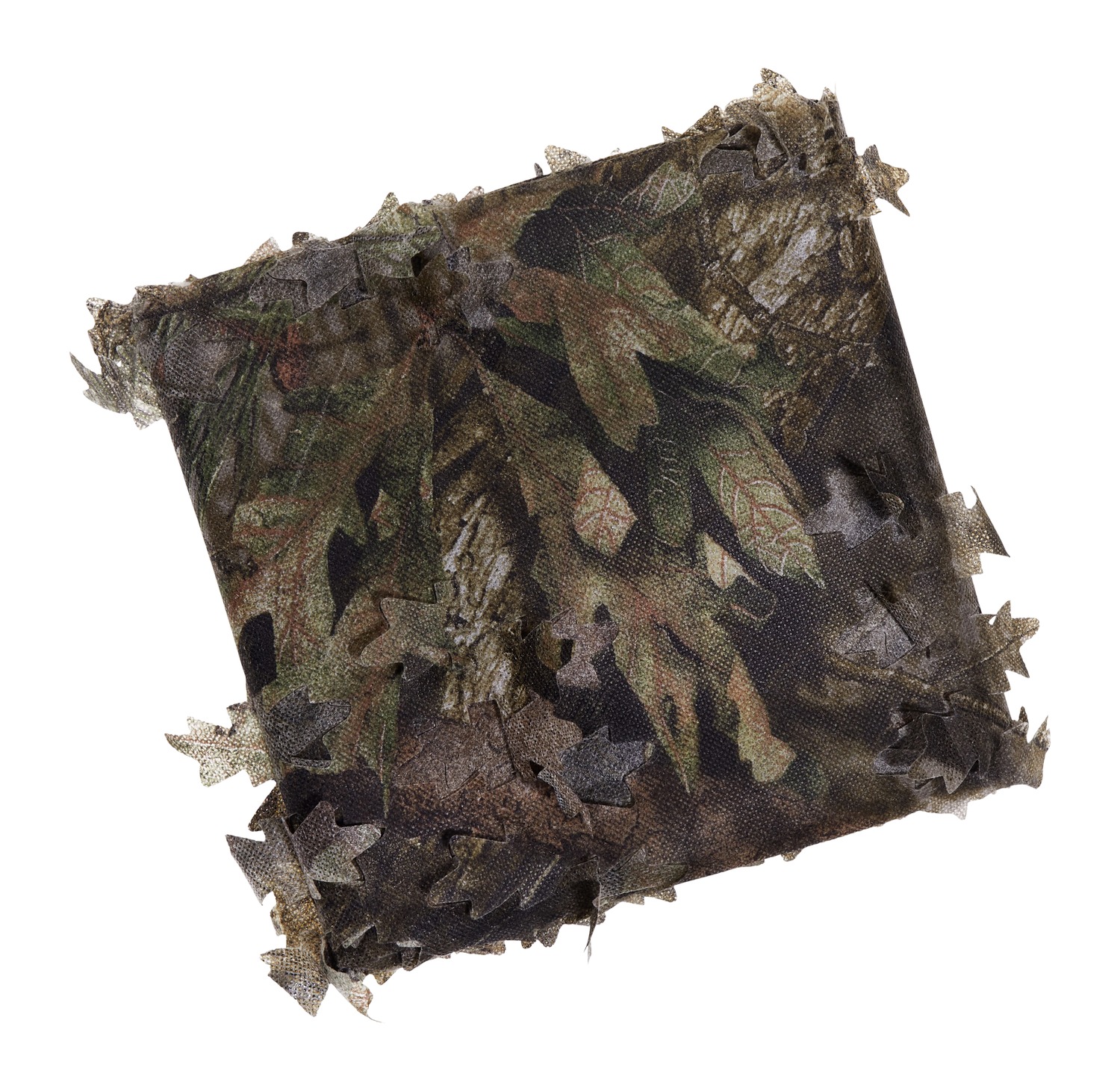 Folded camouflage fabric with leaf cutouts