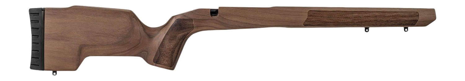 Wooden rifle stock with textured grip panels