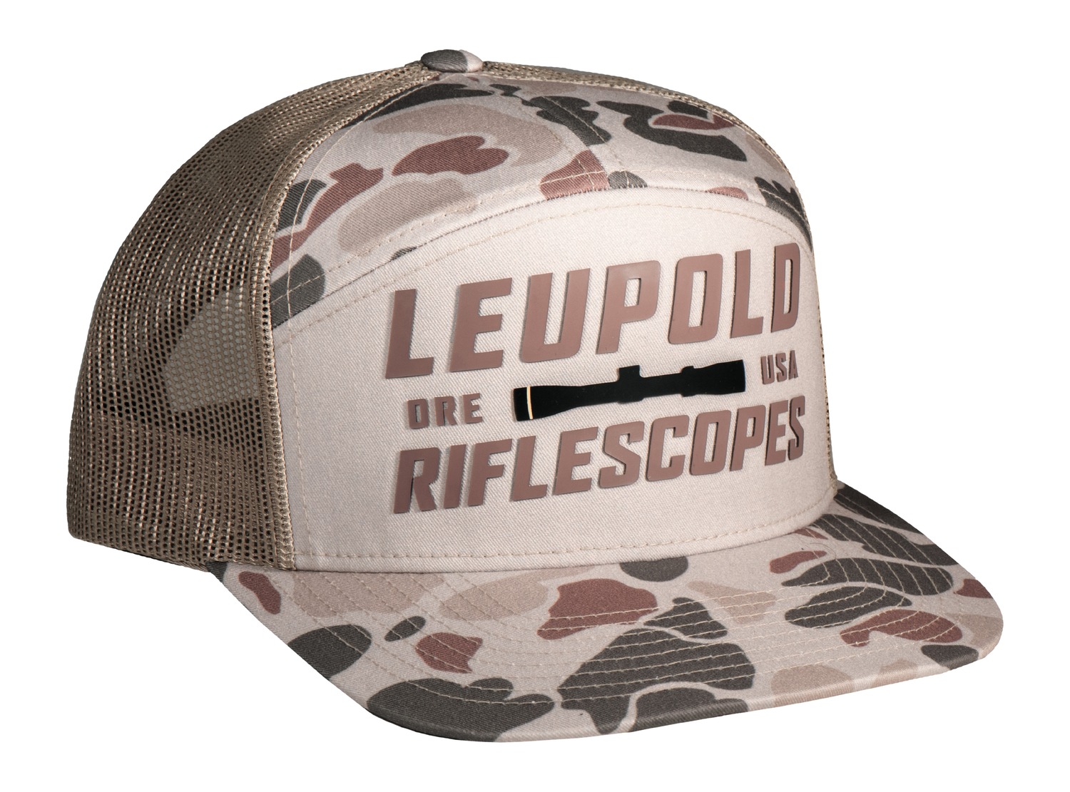 Camouflage Leupold Riflescopes mesh-back trucker hat