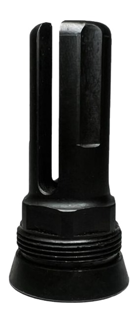 Black metal slotted muzzle device component