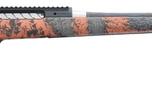 Orange and black camo bolt-action rifle