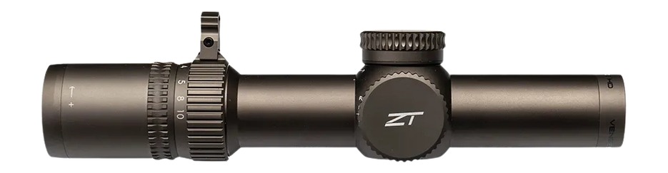 Black rifle scope with adjustment turrets