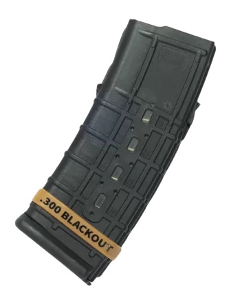 Black rifle magazine labeled 300 Blackout