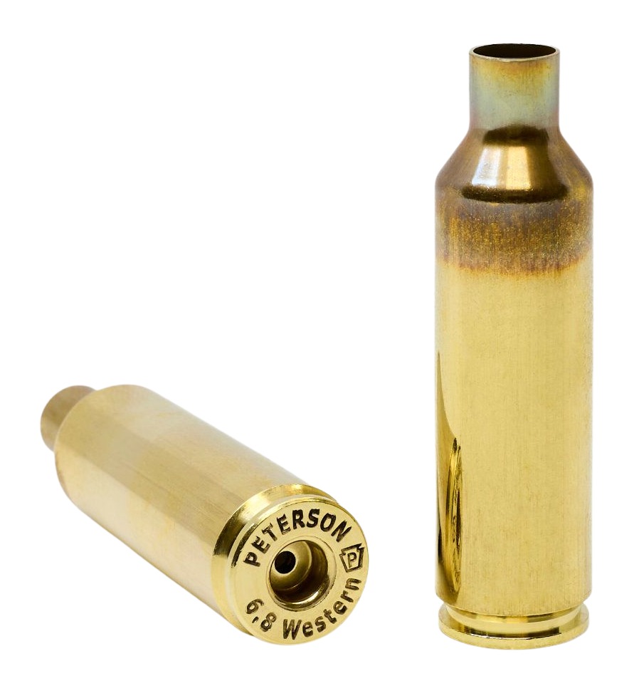 Two brass 6.8 Western rifle cartridges