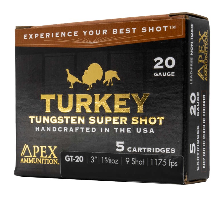 Box of 20-gauge turkey tungsten shotgun shells