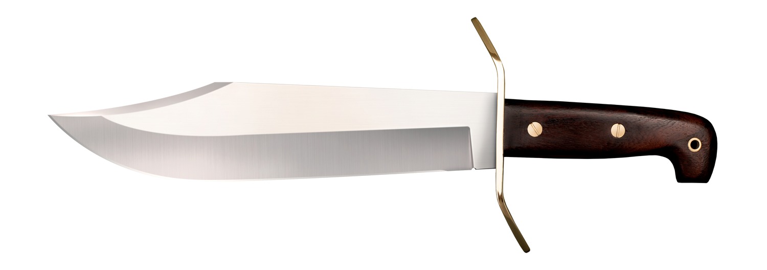 Large Bowie knife with wooden handle and brass guard